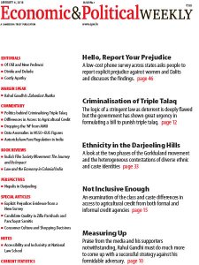 Economic & Political Weekly - 08.01.2018 Economic & Political Weekly - 08.01.2018